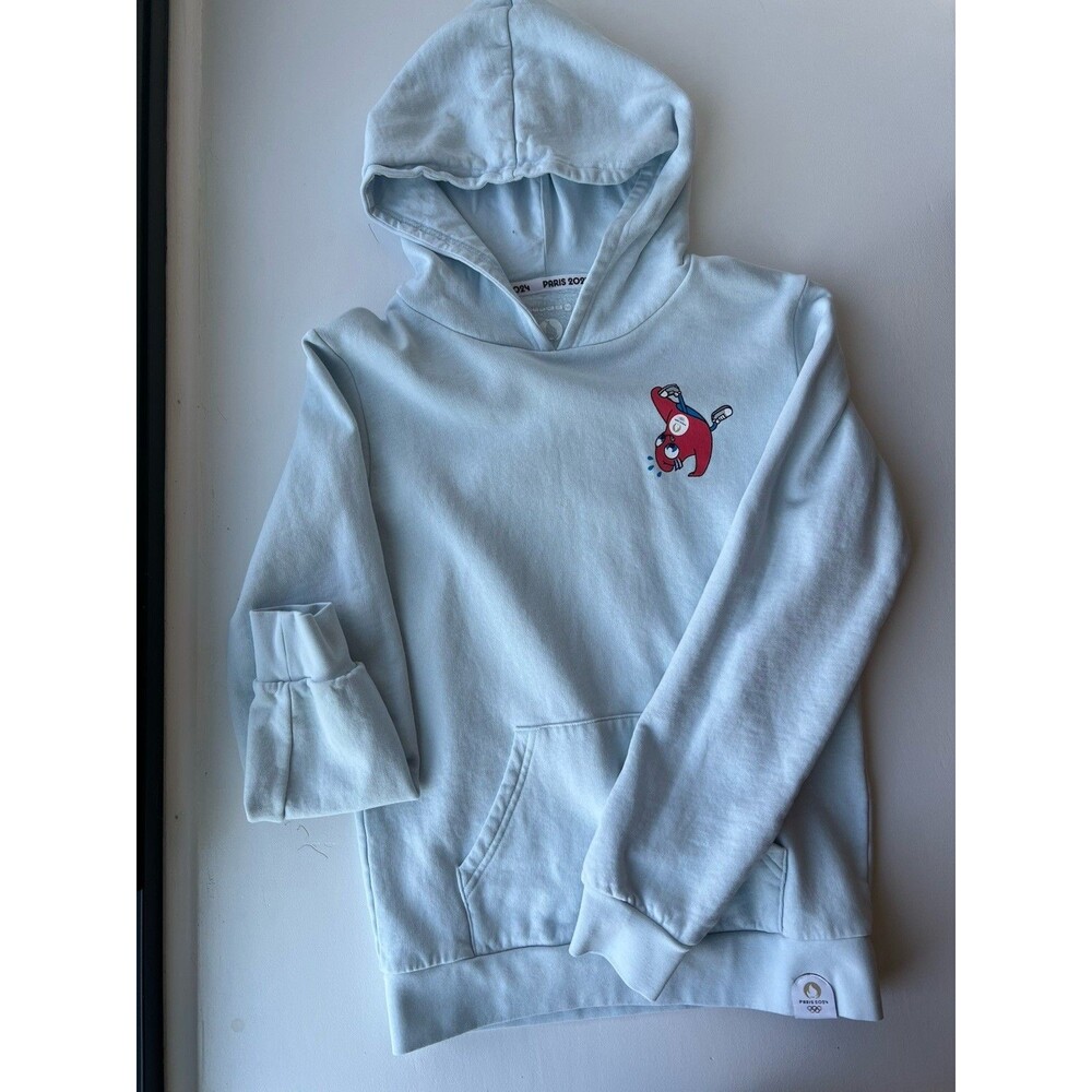 Official Paris 2024 Olympic Games Kids Hoodie Light Blue Phryge Mascot Sz 14A XL